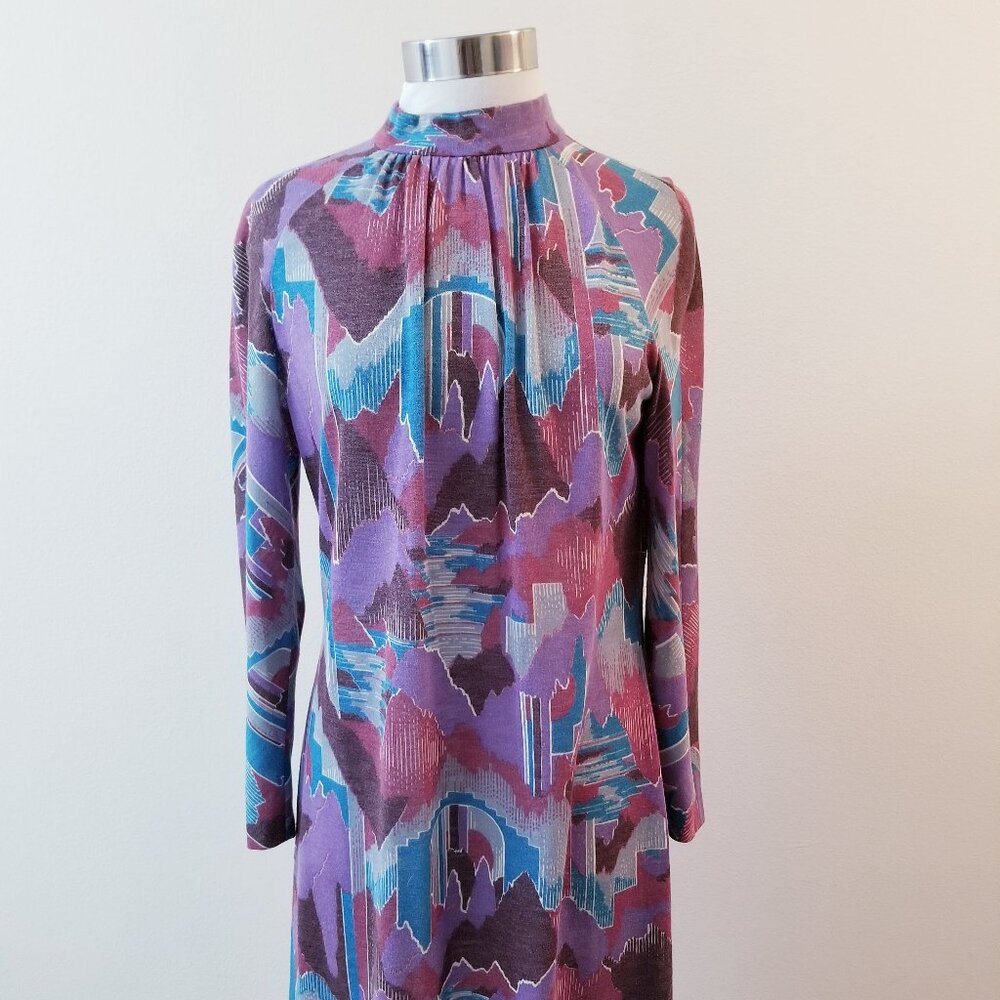 Vintage Multicolor Abstract Midi Dress